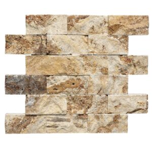 Rustic Desert Travertine 2" x 4" Split Face Mosaic Tile