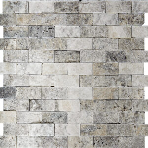 Argento Travertine 1" x 2" Split Face Mosaic Tile