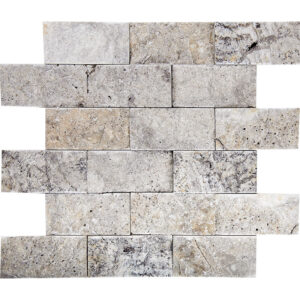Argento Travertine 2" x 4" Split Face Mosaic Tile