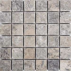 Argento Travertine 2" x 2" Tumbled Mosaic Tile