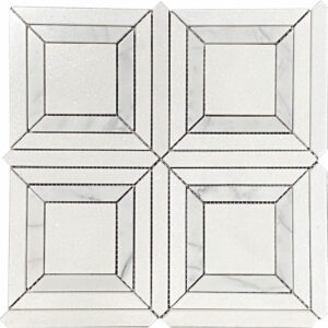 Thassos & Carrara Marble Avec Water Jet Polished Mosaic Tile