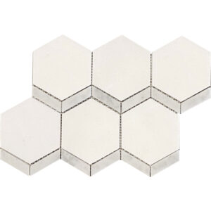 Thassos & Carrara Hexagon Water Jet Polished Mosaic Tile