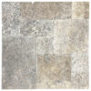 Vintage Silver Travertine 1.2 inch French Pattern Tumbled Paver