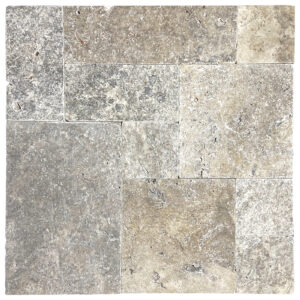 Vintage Silver Travertine 1.2 inch French Pattern Tumbled Paver