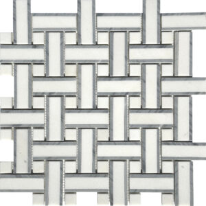 Lina White & Blue Marble Honed Mosaic Tile