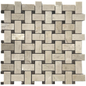 Marfil Beige w/Dark Basketweave Polished Mosaic