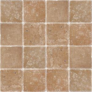Mocha Rustic Travertine 4" x 4" Tumbled Tile