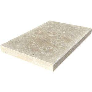Ivory Travertine 16" x 24" x 2" Tumbled Modern Pool Coping