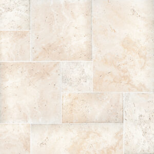 Ivory Travertine French Pattern Chiseled and Brushed Tile