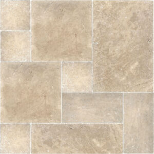 Ivory Travertine 1.2 inch French Pattern Tumbled Paver