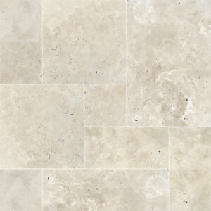Ivory Travertine 1.2 inch French Pattern Tumbled Premium Paver
