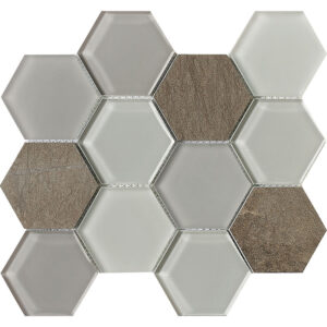 3" x 3" Honeycomb Blend Mosaic Tile - Brown