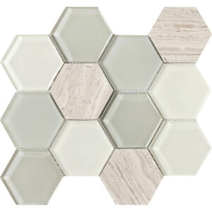 3" x 3" Honeycomb Blend Mosaic Tile - Taupe