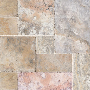 Rustic Desert Travertine Chiseled and Brushed French Pattern Tile