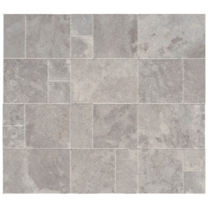 Argento Travertine French Pattern Chiseled and Brushed Tile