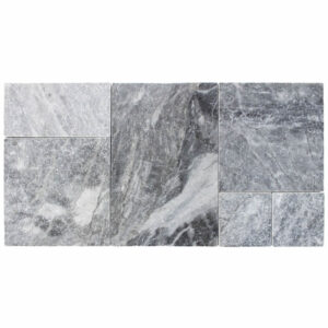 Moonlit Silver Marble 1.2 inch French Pattern Tumbled Paver
