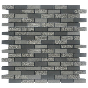 Vulcan Black Quatro 0.63" x 2" Brick Mosaic Tile