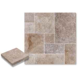 Walnut Brown Travertine French Pattern 1.2 inch Tumbled Paver