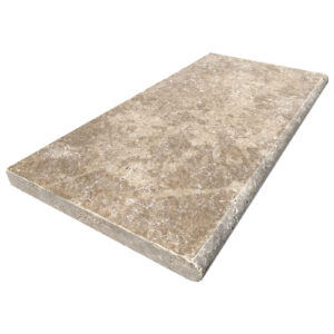 Walnut Brown Travertine 16" x 24" x 1.2" Tumbled Pool Coping