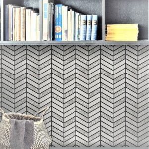 Deluxe Chevron Metal Resin Mosaic Pewter Nickel 10.2" x 12"