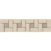 Ivory Tuscany 3" x 12" Basketweave Tumbled Border Mosaic
