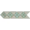 Ivory Tumbled Travertine with Sea Glass 3" x 12" Border Mosaic