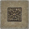 Tuscany Tumbled Travertine with 2x2 Metal Renaissance 4x4 Decorative Tile