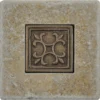 Tuscany Tumbled Travertine with 2" x 2" Metal Romance 4" x 4" Decorative Tile