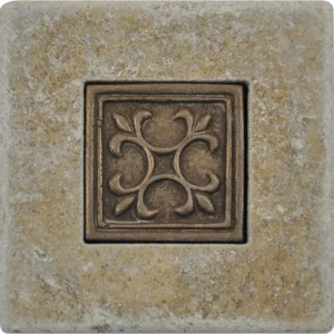 Tuscany Tumbled Travertine with 2" x 2" Metal Romance 4" x 4" Decorative Tile